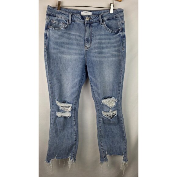 Lovervet by Vervet Jeans Women's Size 18 Distressed Cropped Flare Denim Pants - Picture 1 of 12